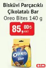 OREO BİTES BİSKÜVİ PARÇACIKLI ÇİKOLATALI BAR 140 G